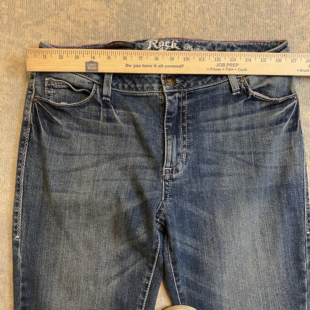 Rock 47 By Wrangler Jeans Juniors 15/16x34 Blue Low Rise Bootcut Stretch Denim - Picture 6 of 15